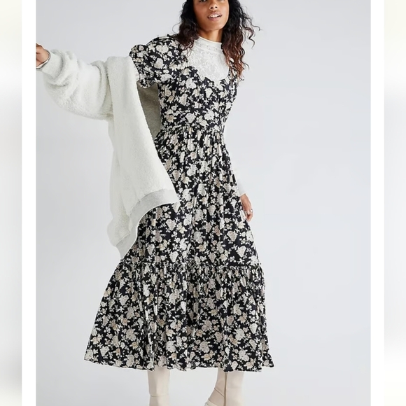 LoveShackFancy Dresses & Skirts - LoveShackFancy Angie Floral Silk Midi Dress